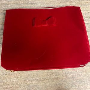 Estee Lauder red velvet cosmetic bag